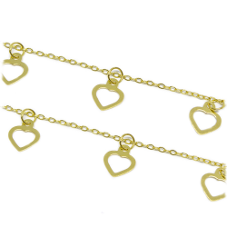 Pulseira Berloque Cora��es em Ouro 18 Kilates � 25343