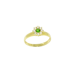 Anel Redondo Verde Sint�tico Ouro 18 Kilates � 25345