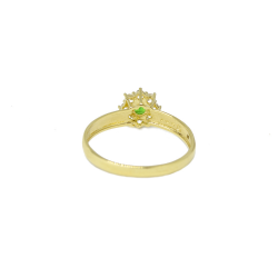 Anel Redondo Verde Sint�tico Ouro 18 Kilates � 25345