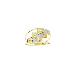 Anel Tricolor Quadriculado em Ouro 18 Kilates � 25346