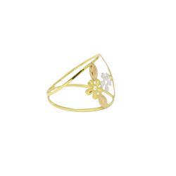 Anel Tri Flores em Ouro 18 Kilates � 25350
