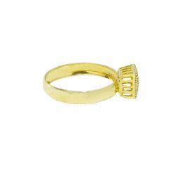 Anel Solit�rio Quadrado com Zirc�nias em Ouro 18 Kilates � 25351