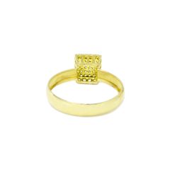 Anel Solit�rio Quadrado com Zirc�nias em Ouro 18 Kilates � 25351