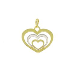 Pingente Triplo Cora��o em Ouro 18 Kilates � 25358