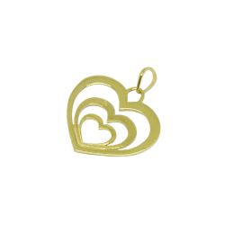 Pingente Triplo Cora��o em Ouro 18 Kilates � 25358