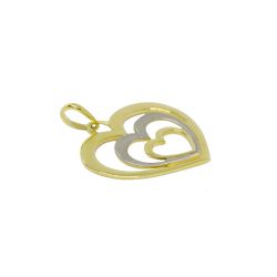 Pingente Triplo Cora��o em Ouro 18 Kilates � 25358