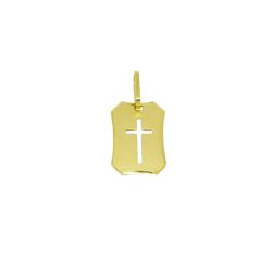 Pingente Placa Cruz Vazada em Ouro 18 Kilates � 25361