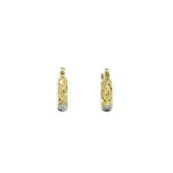 Brinco Argola Treli�a Tricolor em Ouro 18 Kilates - 25365