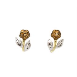 Brinco Flor Tricolor em Ouro 18 Kilates � 25368