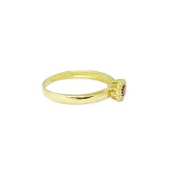 Anel Redondo Vermelho com Zirc�nias em Ouro 18 Kilates � 25377