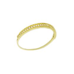 Anel Bananinha com Zirc�nias  em Ouro 18 Kilates � 25379