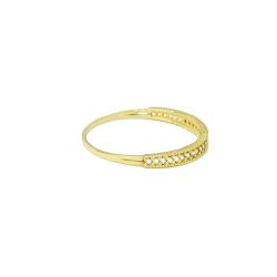 Anel Bananinha com Zirc�nias  em Ouro 18 Kilates � 25379