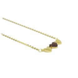 Colar Trio Cora��o Vermelho em Ouro 18 Kilates � 25402