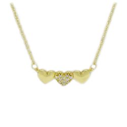 Colar Trio Cora��o Branco em Ouro 18 Kilates � 25403
