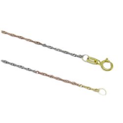 Corrente Malha Singapura Tricolor em Ouro 18 Kilates � 25404
