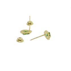 Brinco Gota Verde em Zirc�nias em Ouro 18 Kilates � 25410