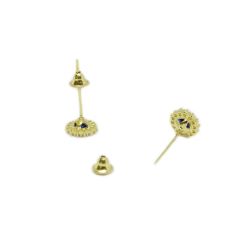 Brinco Redondo Azul em Zirc�nias em Ouro 18 Kilates � 25412
