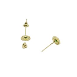 Brinco Redondo Verde em Zirc�nias em Ouro 18 Kilates � 25413