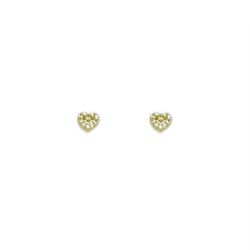 Brinco Cora��o Mini com Zirc�nias em Ouro 18 Kilates � 25414