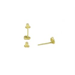 Brinco Cora��o Mini com Zirc�nias em Ouro 18 Kilates � 25414