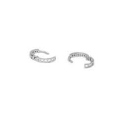 Brinco Argola Mini Branca com Zirc�nias em Ouro 18 Kilates � 25415