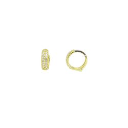 Brinco Argola Mini com Zirc�nias em Ouro 18 Kilates � 25417