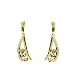 Brinco Tricolor Flor em Ouro 18 Kilates � 25418