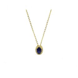 Colar com Pingente Azul Zirc�nias em Ouro 18 Kilates � 25427