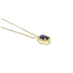 Colar com Pingente Azul Zirc�nias em Ouro 18 Kilates � 25427