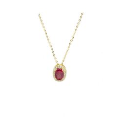 Colar com Pingente Vermelho Zirc�nias em Ouro 18 Kilates � 25428