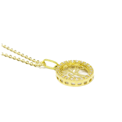 Colar com Pingente �rvore da Vida com Zirc�nias em Ouro 18 Kilates � 25429