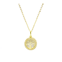 Colar com Pingente �rvore da Vida com Zirc�nias em Ouro 18 Kilates � 25429