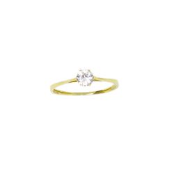 Anel Solit�rio Tradicional com Zirc�nia em Ouro 18 Kilates � 25432