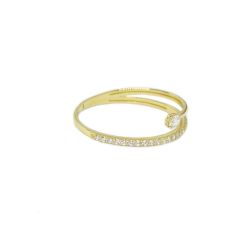 Anel Solit�rio e Alian�a Zirc�nia em Ouro 18 Kilates � 25434