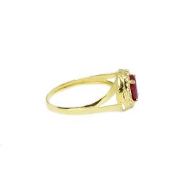 Anel Oval Rubi Sint�tico em Ouro 18 Kilates � 25436