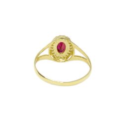 Anel Oval Rubi Sint�tico em Ouro 18 Kilates � 25436