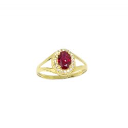 Anel Oval Rubi Sint�tico em Ouro 18 Kilates � 25436