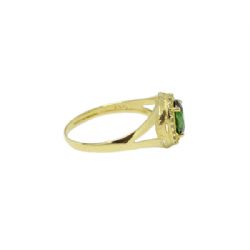 Anel Oval Esmeralda Sint�tica em Ouro 18 Kilates � 25437