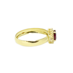 Anel Gota Rubi Sint�tico em Ouro 18 Kilates � 25439