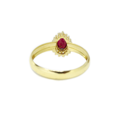 Anel Gota Rubi Sint�tico em Ouro 18 Kilates � 25439