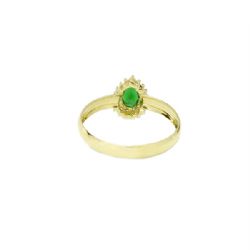 Anel Gota Esmeralda Sint�tica em Ouro 18 Kilates � 25440