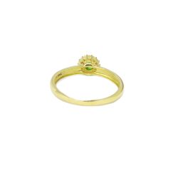 Anel Redondo Esmeralda Sint�tica em Ouro 18 Kilates � 25441