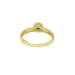Anel Redondo Safira Sint�tica em Ouro 18 Kilates � 25442