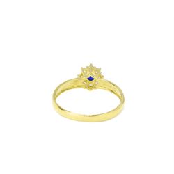Anel Redondo Safira Sint�tica em Ouro 18 Kilates � 25443