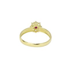 Anel Redondo Rubi Sint�tica em Ouro 18 Kilates � 25444