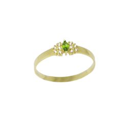 Anel Navete Esmeralda Sint�tica em Ouro 18 Kilates � 25445
