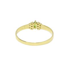 Anel Navete Esmeralda Sint�tica em Ouro 18 Kilates � 25445