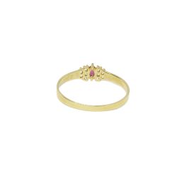 Anel Navete Rubi Sint�tica em Ouro 18 Kilates � 25446