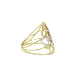 Anel Flor Tricolor Vazado em Ouro 18 Kilates � 25448
