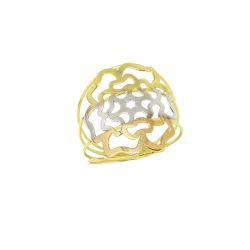 Anel Flor Tricolor Vazado em Ouro 18 Kilates � 25448